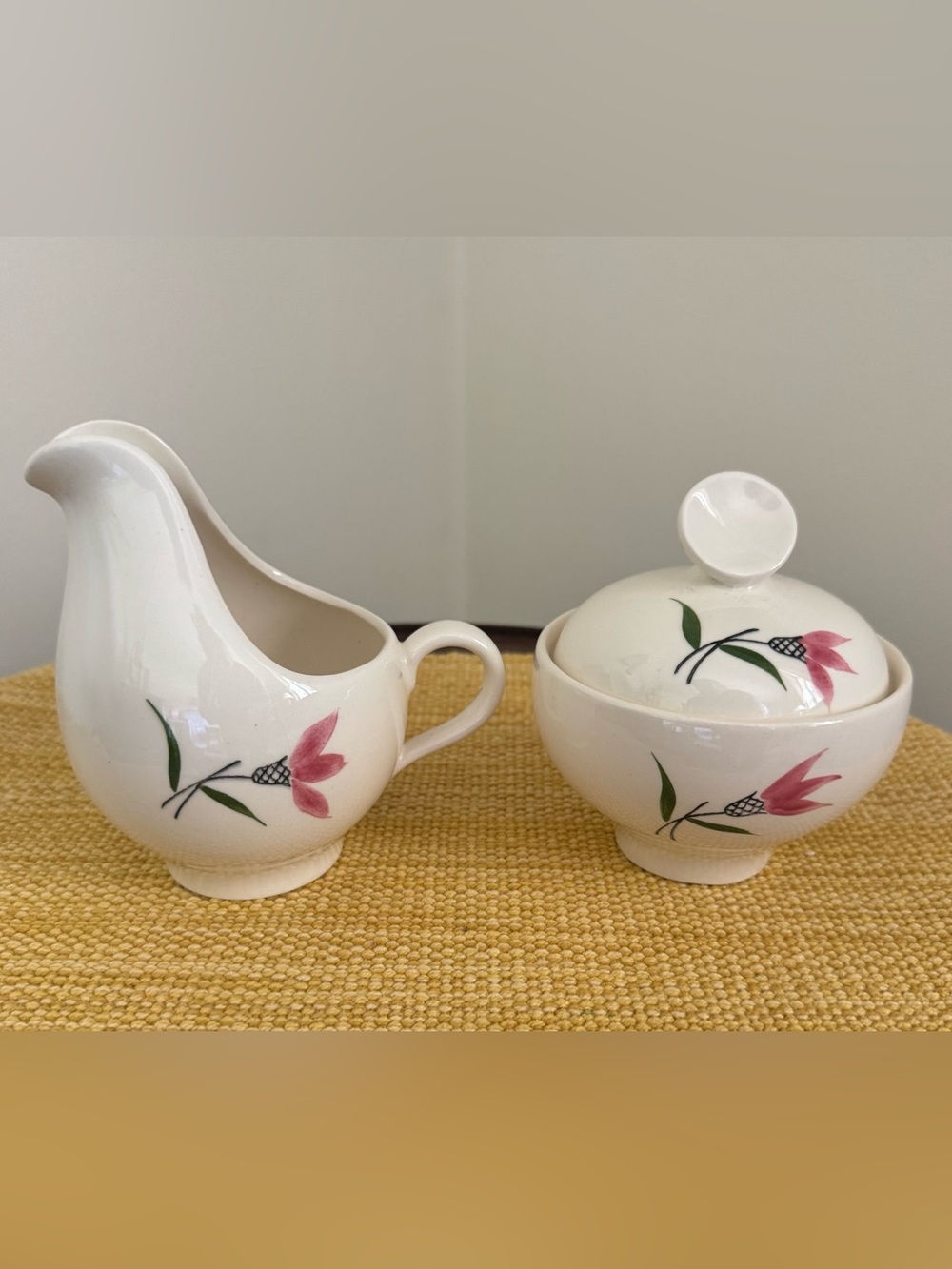 Vintage 1957 Stetson Rhapsody Creamer & Covered Sugar Bowl Set Mid-Cent Modern